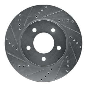 Chrysler Pacifica Brake Rotor (1) - Front Left - R1 Concepts - Drilled & Slotted - Silver - `04-`08